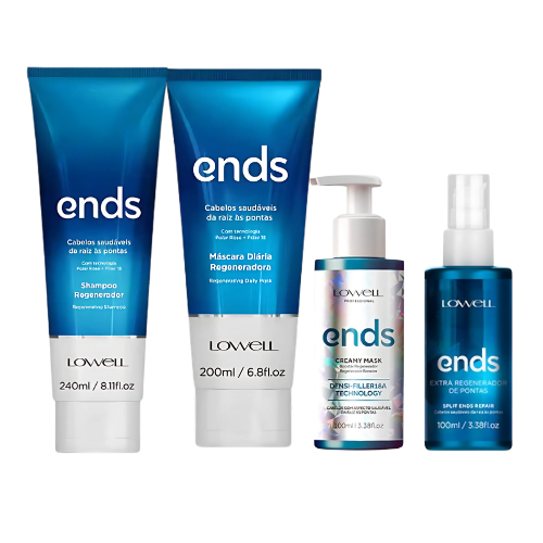Lowell Ends Conjunto Shampoo(240ml) + Condicionador(200ml) + Creamy(100ml) + Regenerador(100ml)