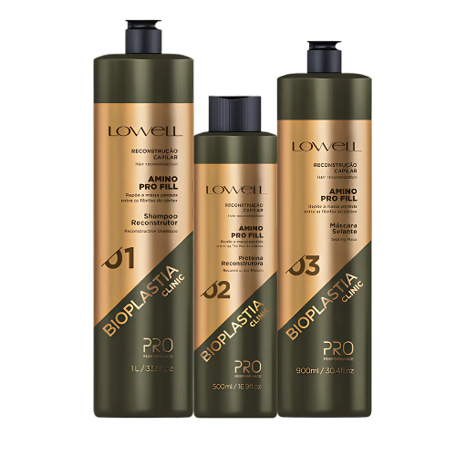 Conjunto Lowell Bioplastia Clinic Shampoo(1000L) +Mascara(900ml) + Proteina(500ml)