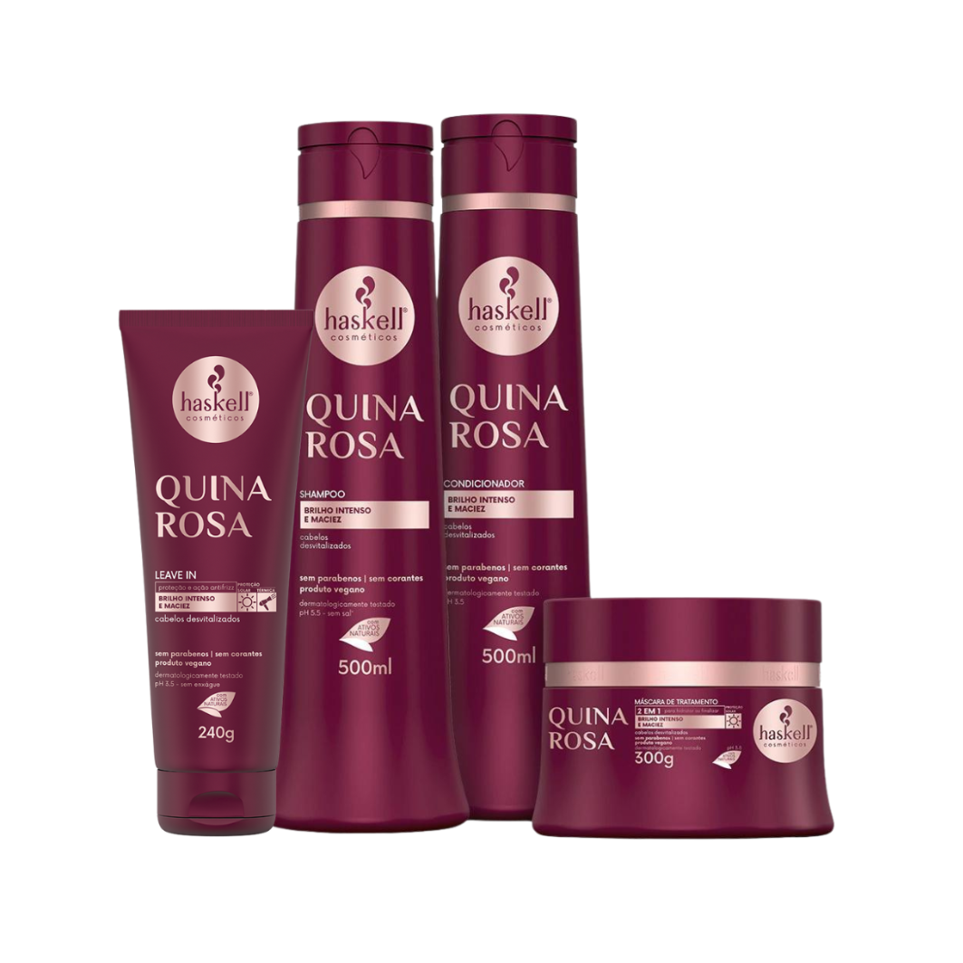 Set Haskell Quina Rosas (ACONDICIONADOR (300ml) + MASCARILLA (300gr) + CHAMPÚ (300ml) + Leave-in (150gr))