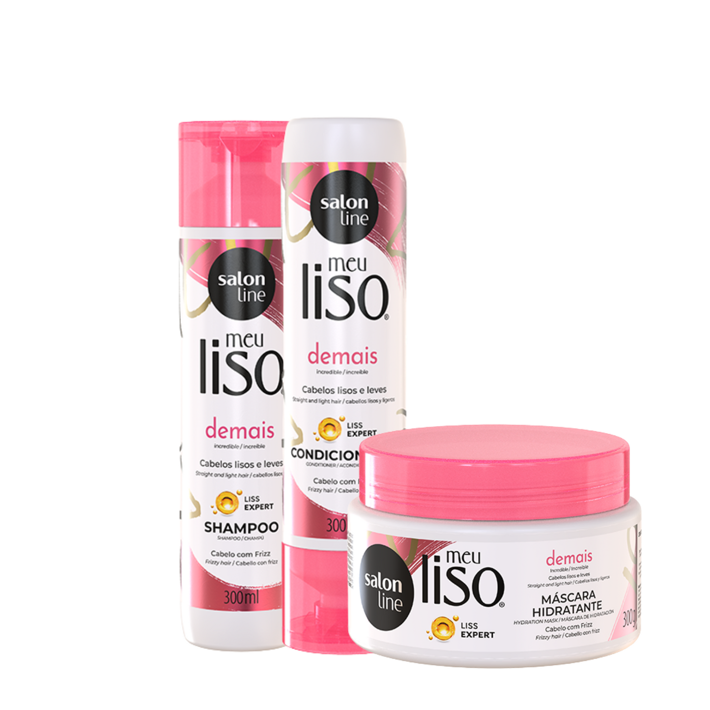SALON LINE MEU LISO DEMAIS (SHAMPOO 300ML + CONDICIONADOR 300ML + MÁSCARA 300GR)