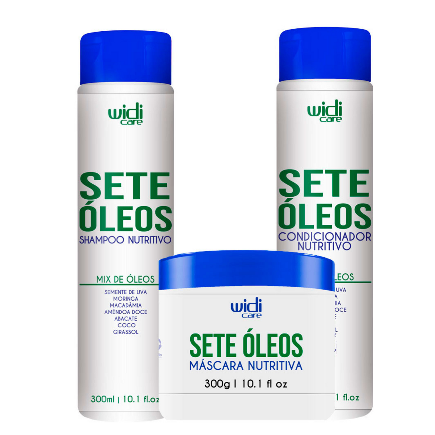 WIDI CARE SETE ÓLEOS ( SHAMPOO NUTRITIVO SETE ÓLEOS 300ML + CONDICIONADOR NUTRITIVO SETE ÓLEOS 300ML + MASCARA NUTRITIVA SETE ÓLEOS 300ML )