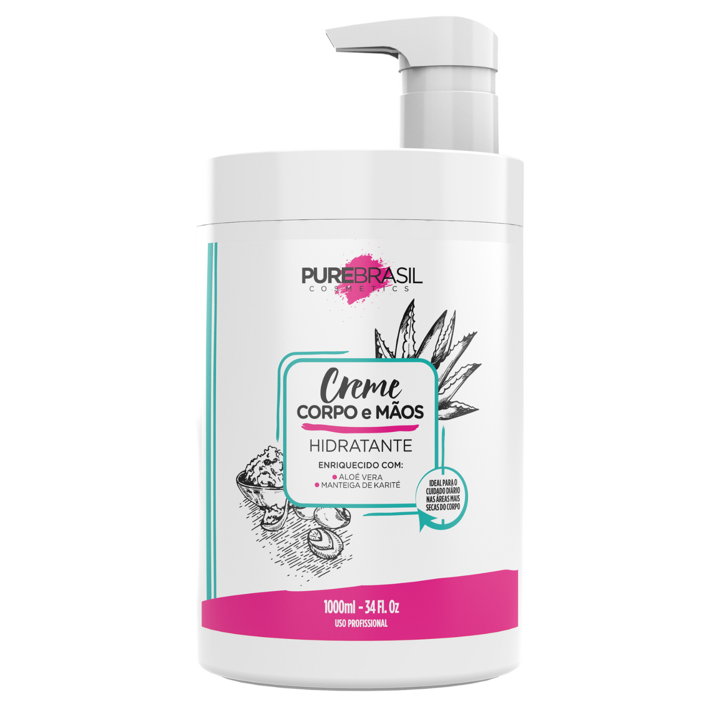 Crema hidratante corporal y de manos Purebrasil 1000 ml