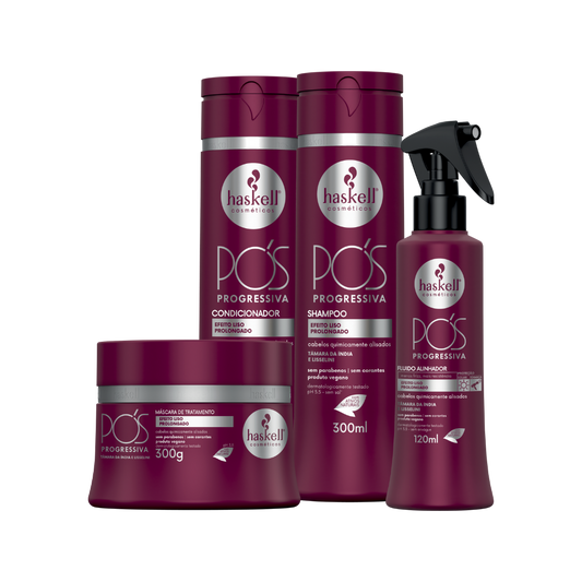 Conjunto Haskell Pós Progressiva CONDICIONADOR (300ml) + FLUIDO (120ml) + MASCARA (300gr) +SHAMPOO (300ml)