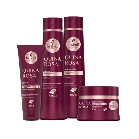 Conjunto Haskell Quina Rosas CONDICIONADOR (300ml) + MASCARA (300gr) +SHAMPOO (300ml) + Leave-in (150gr)