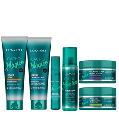 Conjunto Lowell cacho Magico Shampoo(240ml) + Creme Modelador(240ml) +Gelatina(240g) +Mascara(240g) +Oleo(60ml) +Fluido(200ml)