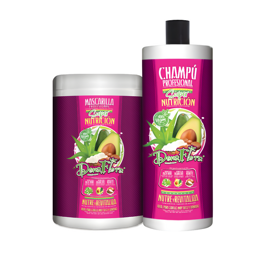 Dona Flora Super Nutrição para Cabelos Muito Secos e Danificados - Máscara (1KG) + Champô (1L)