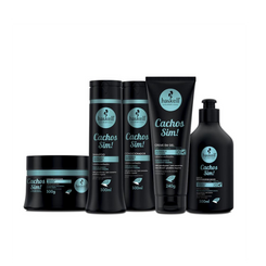 Set Haskell Cachos Sim ACONDICIONADOR (300 ml) + Gel (240 g) + MASCARILLA (300 g) + CHAMPÚ (300 ml) + Leave-in (150 g)
