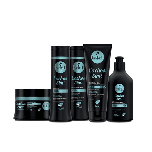 Conjunto Haskell Cachos Sim CONDICIONADOR (300ml) + Gel (240gr) + MASCARA (300gr) +SHAMPOO (300ml) + Leave-in (150gr)