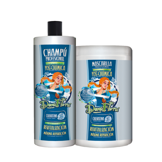 Dona Flora Pós-Quimica para Tratar Cabelos Danificados - Máscara (1KG) + Champô (1L)