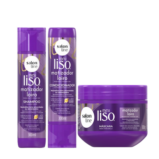 SALON LINE MEU LISO MATIZADOR (SHAMPOO 300ML + CONDICIONADOR 300ML + MÁSCARA 300GR)