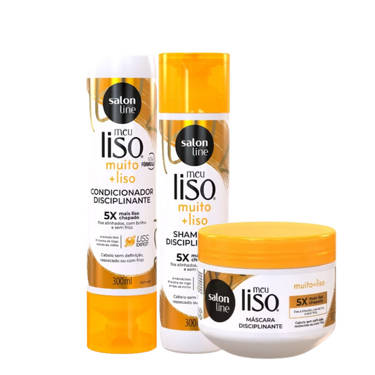 SALON LINE SOS MEU LISO MUITO+LISO (SHAMPOO 300ML + CONDICIONADOR 300ML + MÁSCARA 300GR))
