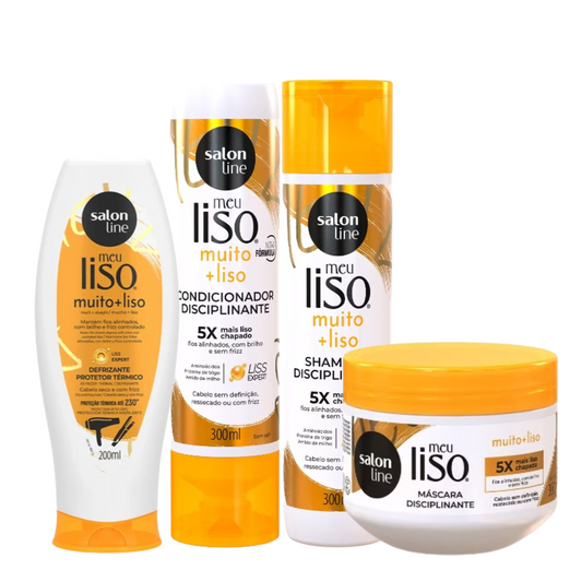SALON LINE SOS MEU LISO MUITO+LISO (SHAMPOO 300ML + CONDICIONADOR 300ML + MÁSCARA 300GR + DESFRIZANTE PROTETOR TÉRMICO 200ML)