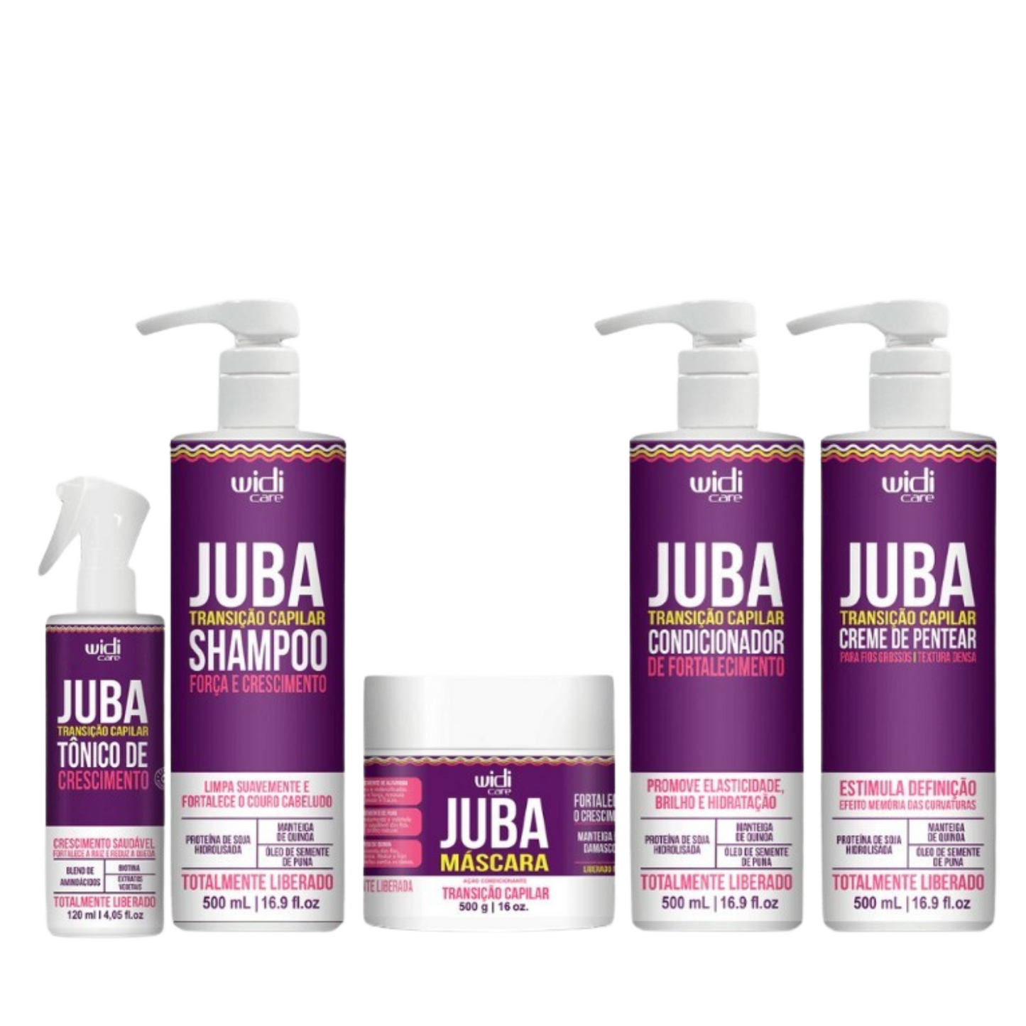 WIDI CARE TRANSIÇÃO CAPILAR (SHAMPOO 500ML + CONDICIONADOR 500 ML + MÁSCARA 500GR + CREME DE PENTEAR TEXTURA DENSA 500ML + TÔNICO 120ML )