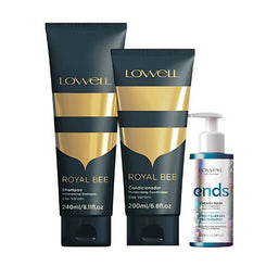 Combinações Lowell Royal Bee Shampo Alisante (200ml) + Condicionador(200ml) + Oleo Pontas Ends Selagem (100ml)