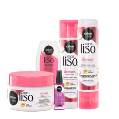 SALON LINE MEU LISO DEMAIS (SHAMPOO 300ML + CONDICIONADOR 300ML + MÁSCARA 300GR + DEFRIZANTE PROTETOR TÉRMICO 200ML + ÓLEO MULTIFUNCIONAL 60ML)