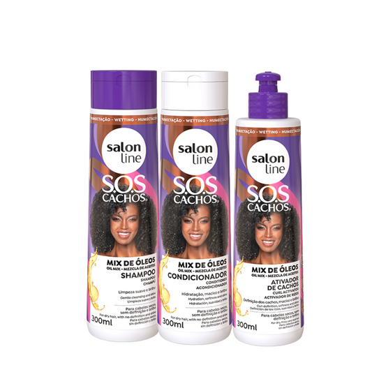SALON LINE SOS MIX DE ÓLEO (SHAMPOO 300ML + CONDICIONADOR 300 ML + ATIVADOR 300ML)