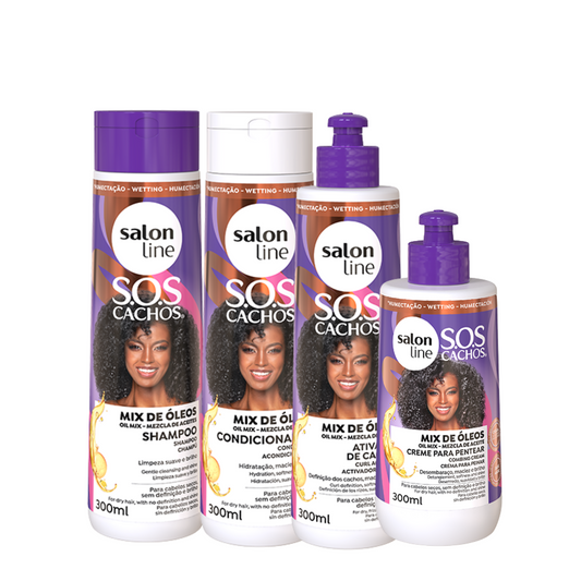 SALON LINE SOS MIX DE ÓLEO (SHAMPOO 300ML + CONDICIONADOR 300 ML  + CREME DE PENTEAR 300ML + ATIVADOR 300ML))