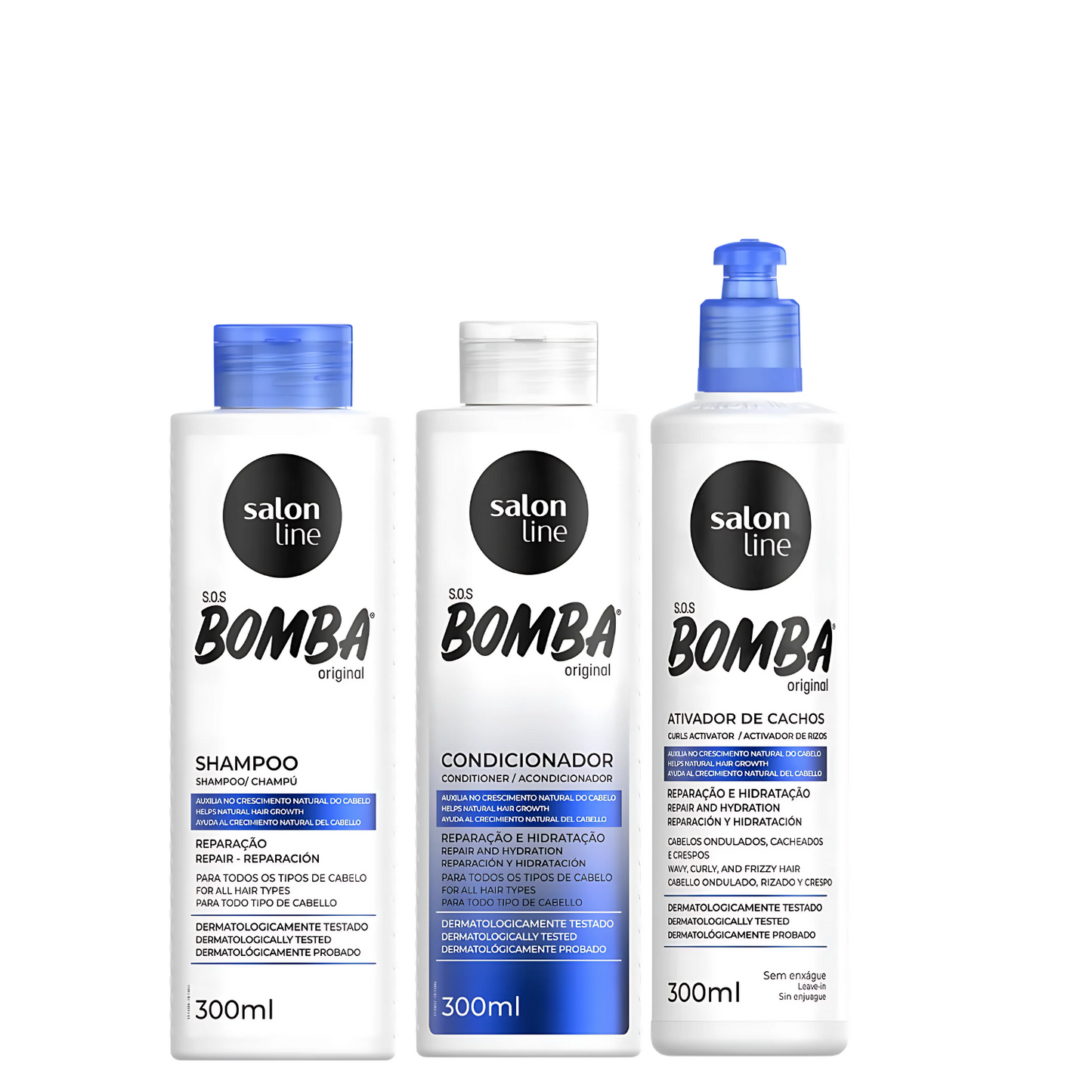 SALON LINE SOS BOMBA ORIGINAL (SHAMPOO 300ML + CONDI 300ML + ATIVADOR 300ML)