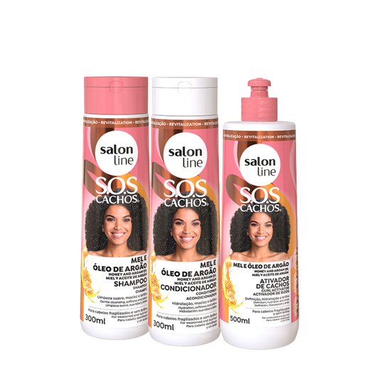 SALON LINE SOS MEL CACHOS INTENSOS (SHAMPOO 300ML + CONDICIONADOR 300ML + ATIVADOR FRASCO 500ML)