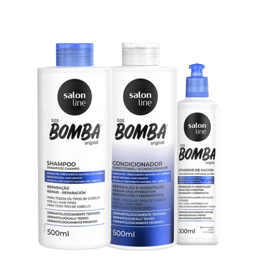 SALON LINE SOS BOMBA ORIGINAL (SHAMPOO 500ML + CONDI 500ML + ATIVADOR 300ML)