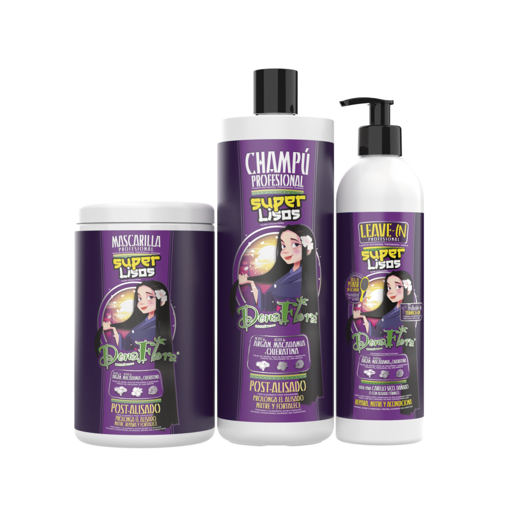 Conjunto Super Lisos alisamento térmico (Champô (1000L) + Máscara (1000ml) + Leave In (500ml))