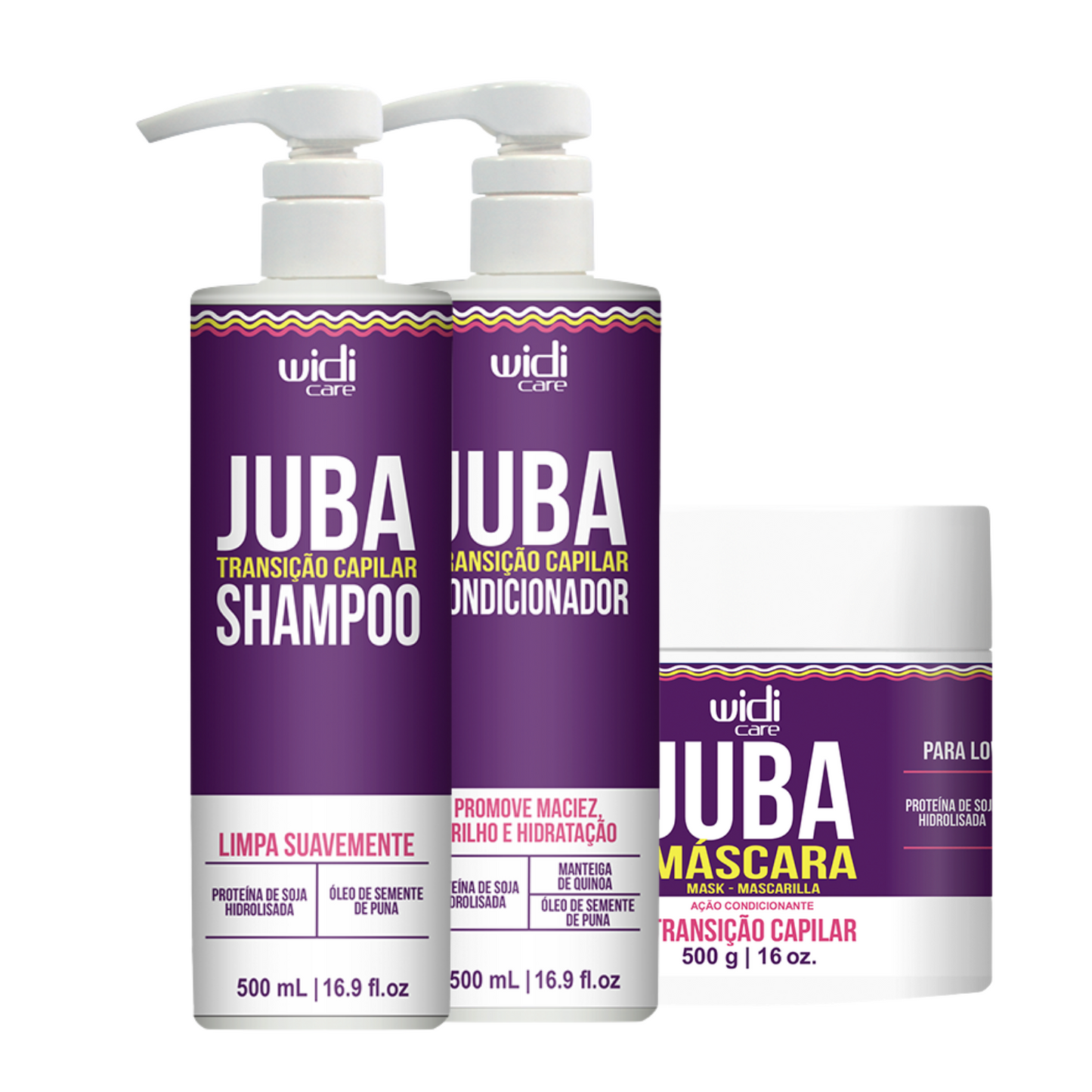 WIDI CARE TRASIÇÃO CAPILAR ( SHAMPOO 500ML + CONDI 500ML + MÁSC 500G)
