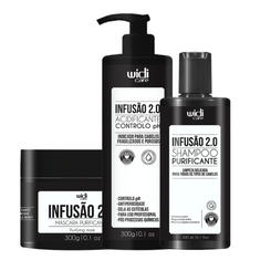 WIDI CARE INFUSÃO 2.0 ( SHAMPOO REVITALIZANTE 300ML + ACIDIFICANTE CONTROLO DE PH 300GR + MASCARA REVITALIZANTE 300GR )