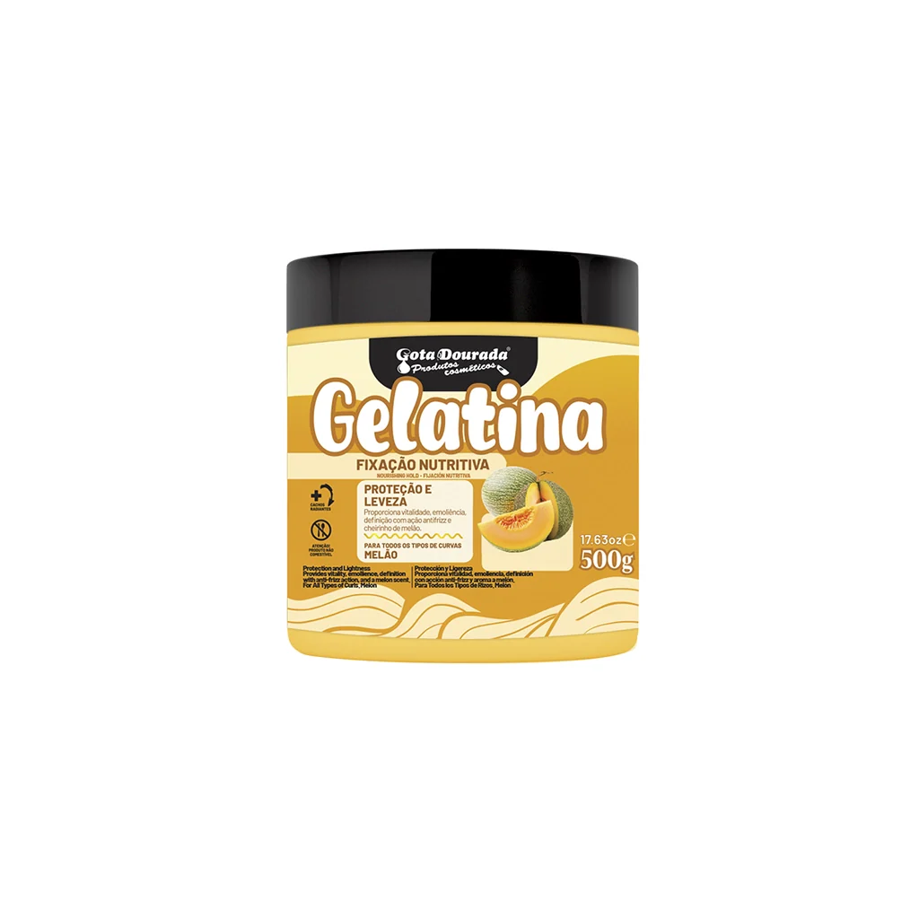 GOTA DOURADA GELATINA CAPILAR MELÃO – FIXAÇÃO NUTRITIVA 500GR