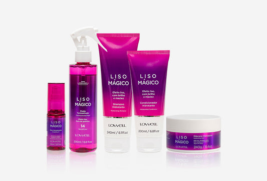 Lowell Liso Mágico Máscara (240Gr)+Shampoo (240gr)+Condicionador (200ml)+Fluido (200ml)+ Oleo(30ml)