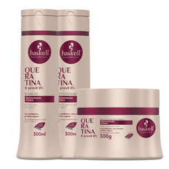 Haskell Queratina SHAMPOO (300ml) + CONDICIONADOR (300ml) + MÁSCARA (300gr)