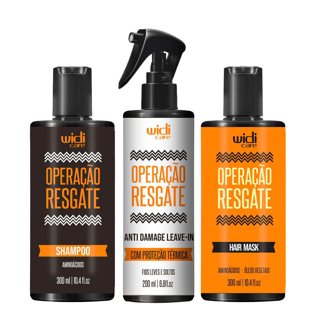 WIDI CARE RECONSTRUTOR OPERAÇÃO RESGATE (SHAMPOO RECONSTRUTOR OPERAÇÃO RESGATE 300ML + MASCARA RECONSTRUTOR OPERAÇÃO RESGATE 300ML + LEAVE IN OPERAÇÃO RESGATE 200ML)