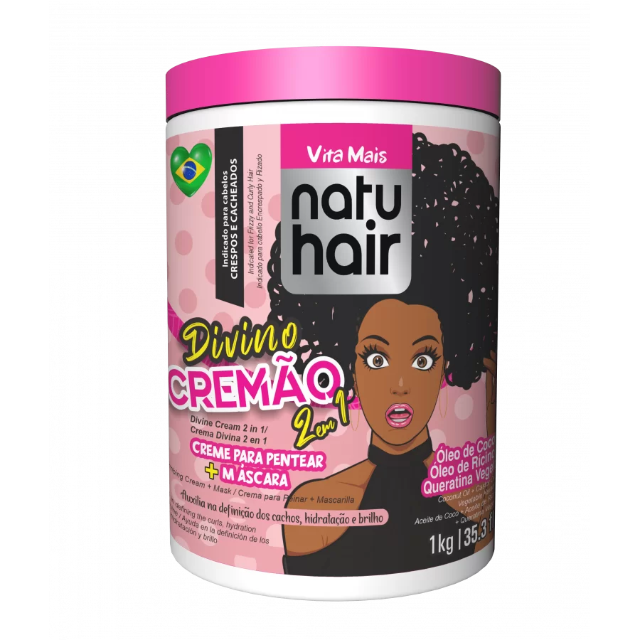 Natu Hair Divino Cremão 2 em 1 Creme para pentear + Creme de hidratação 1kg